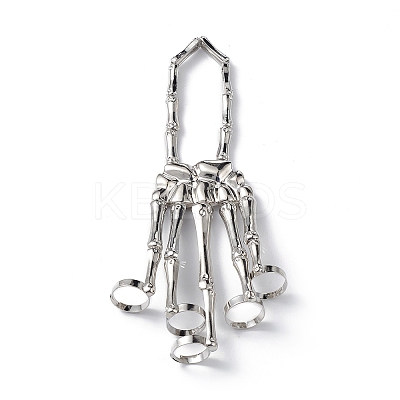Halloween Themed Skull Alloy Full Hand Ring Bracelet BJEW-L680-01P-1