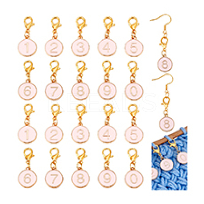 20Pcs 10 Styles Alloy Enamel Pendant Locking Stitch Markers HJEW-PH02083-1