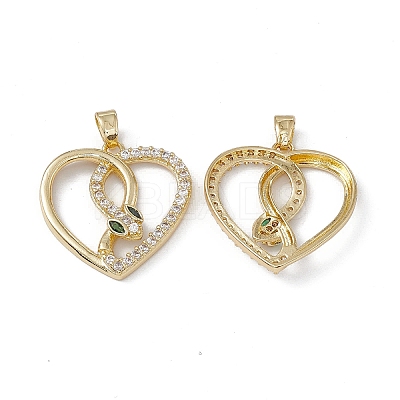 Brass Clear & Green Cubic Zirconia Pendants KK-E068-VA168-2-1