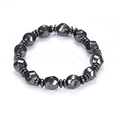 Synthetic Magnetic Hematite Stretch Bracelets BJEW-F382-02-1
