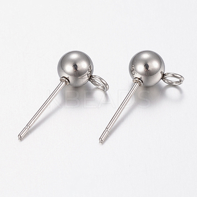 Non-Tarnish 201 Stainless Steel Stud Earring Findings STAS-H434-57P-1