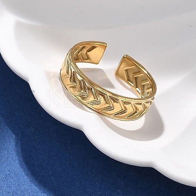 Arrow 304 Stainless Steel Open Cuff Ring for Women RJEW-M049-01G-06-1