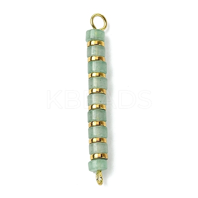 Natural Green Aventurine & Electroplated Synthetic Non-magnetic Hematite Heishi Connector Charms PALLOY-JF03291-02-1