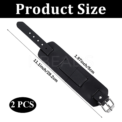 Vintage Punk Rock Style Wide Leather Cord Wristband Bracelets for Unisex BJEW-WH20007-07A-1