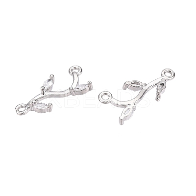Brass Clear Cubic Zirconia Branch Links Connectors X-KK-S359-156P-RS-1