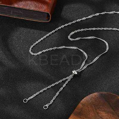 304 Stainless Steel Singapore Chain Necklace Making AJEW-JB01333-02-1
