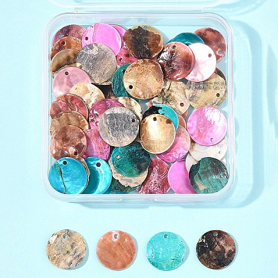 56Pcs 5 Colors Spray Painted Natural Akoya Shell Pendants SHEL-FS0001-09-1