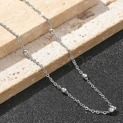Brass Ball Cable Chain Necklaces for Women NJEW-M051-01P-1