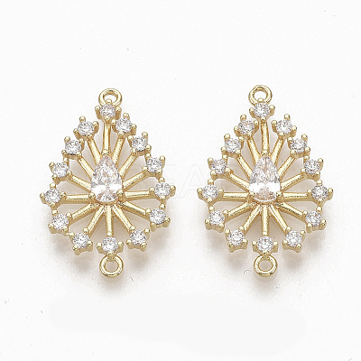 Brass Micro Pave Clear Cubic Zirconia Links ZIRC-Q021-054G-NF-1