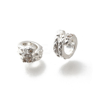 Brass Micro Pave Cubic Zirconia Beads KK-K378-62S-1
