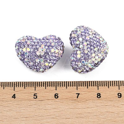 Heart Shaped Polymer Clay Rhinestone Beads CLAY-NH0002-01D-1