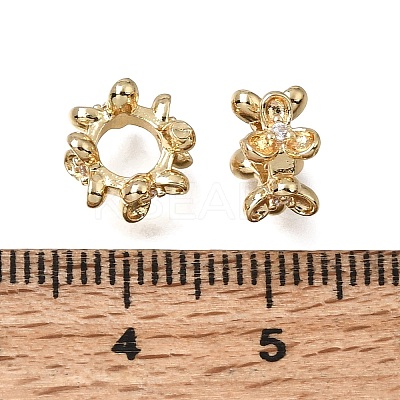 Brass Micro Pave Clear Cubic Zirconia European Beads KK-D110-03G-1