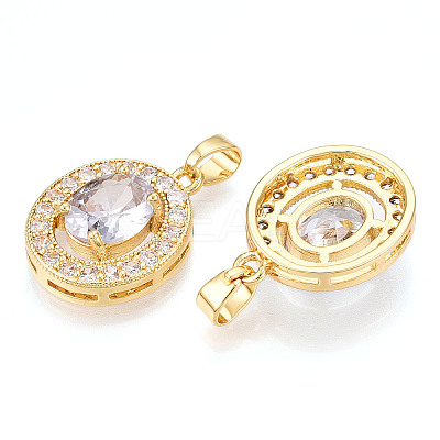 Brass Micro Pave Cubic Zirconia Pendants KK-N254-234G-1