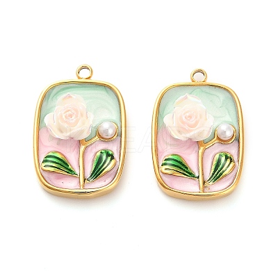 304 Stainless Steel Enamel Pendants STAS-B084-13G-01-1