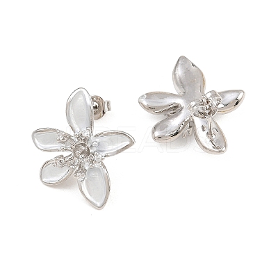 Brass Micro Pave Cubic Zirconia Stud Earring Findings CU-CBAA5EE-04P-03-1