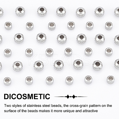 200Pcs 2 Style 304 Stainless Steel Beads STAS-DC0005-27-1