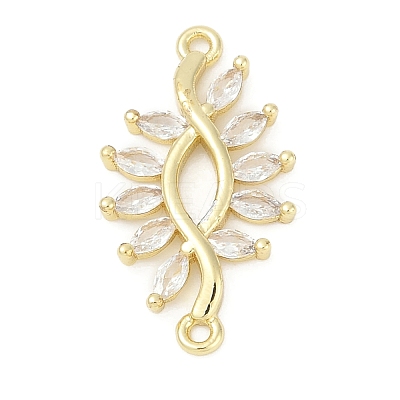 Brass Clear Cubic Zirconia Connector Charms KK-Z094-06G-04-1