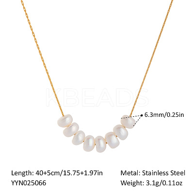 Elegant Potato Natural Freshwater Pearl Cluster Necklaces with 304 Stainless Steel Chains for Women TC0594-8-1