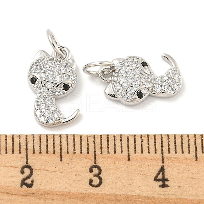 Rack Plating Brass Micro Pave Clear Cubic Zirconia Pendants KK-B093-02C-P-1