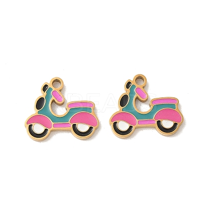 304 Stainless Steel Enamel Pendants STAS-I351-03G-1