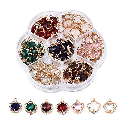 70Pcs 7 Colors K9 Glass Connector Charms GLAA-N038-18-1