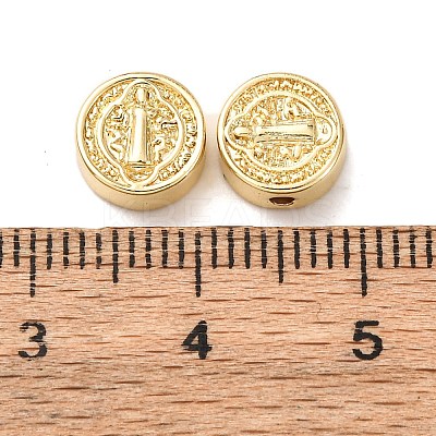 Flat Round Brass Beads KK-K408-64G-01-1