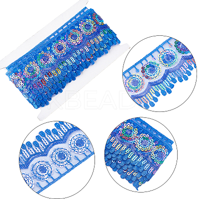 4~4.5M Ethnic Style Polyester Lace Trim with Colorful Paillette OCOR-GF0002-39C-1