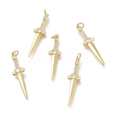 Brass Micro Pave Clear Cubic Zirconia Pendants ZIRC-I048-16G-1