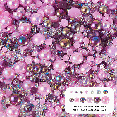 Half Round ABS Plastic Cabochons FIND-TAC0038-08D-1