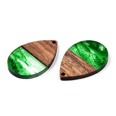 Transparent Resin & Walnut Wood Pendants RESI-N039-25D-1