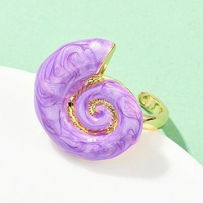 Brass Enamel Adjustable Cuff Rings for Women RJEW-G357-01I-1