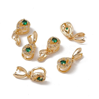 Brass Micro Pave Green Cubic Zirconia Ice Pick Pinch Bails KK-A171-21G-1