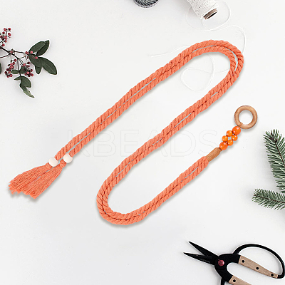 1Pc Handmade Weaving Cotton Tassel Waist Belts for Women Ladies Dress AJEW-CP0010-51B-1