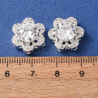 Brass Micro Pave Clear Cubic Zirconia Beads CU-CBAEC99-32S-01-1