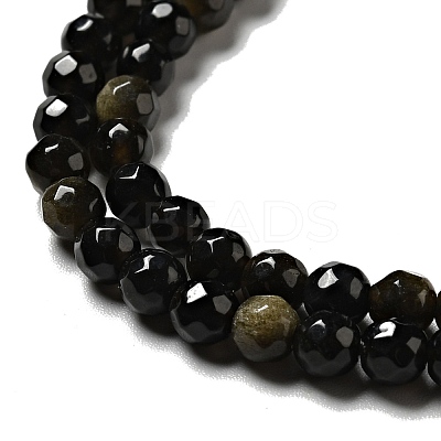 Natural Golden Sheen Obsidian Beads Strands G-P476-01A-04-1