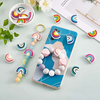 18Pcs 6 Colors Rainbow Silicone Focal Beads Bulk Rainbow Loose Spacer Beads Charm Color Silicone Beads Kit for DIY Necklace Bracelet Earrings Keychain Craft Jewelry Making JX322A-1