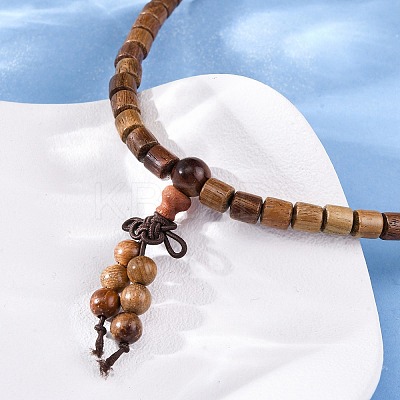 Wood Round Beads Wrap Bracelets BJEW-U041-02A-1