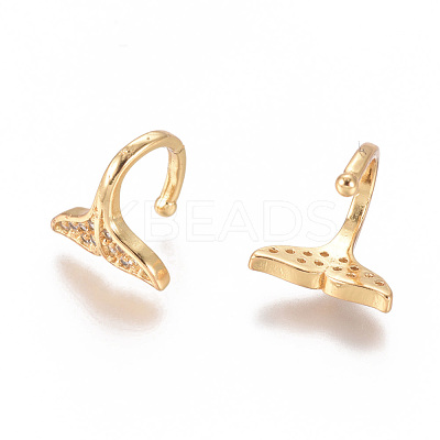 Golden Plated Brass Micro Pave Cubic Zirconia Cuff Earrings EJEW-L244-40G-1