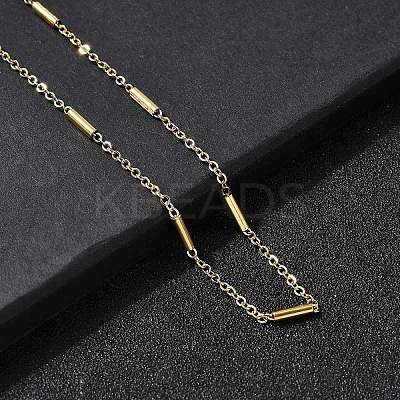 304 Stainless Steel Column Link Chain Necklaces for Women Men NJEW-A058-01G-1