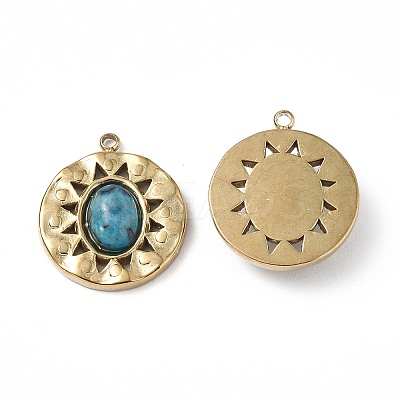 PVD Vacuum Plating 201 Stainless Steel Natural Agate Pendants STAS-C064-VC876-1