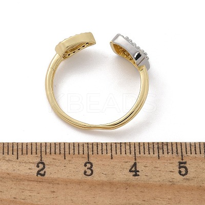 Teardrop & Square Brass Micro Pave Clear Cubic Zirconia Cuff Rings for Women RJEW-U041-24G-1