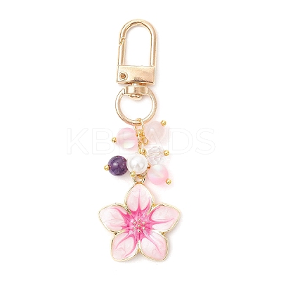 Alloy Enamel Flower Pendant Decorations HJEW-JM03715-02-1