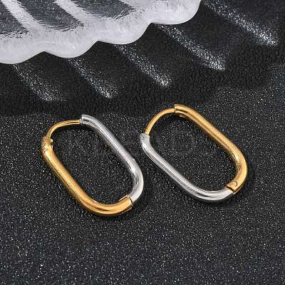 304 Stainless Steel Two Tone Hoop Earrings EJEW-P313-01C-G-1