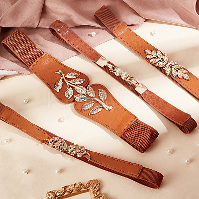 4Pcs 4 Style Imitation Leather Elastic Chain Belt AJEW-GA0006-22A-1