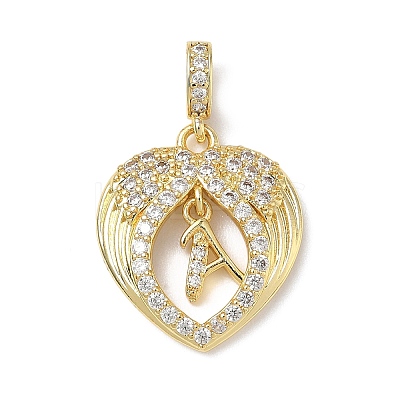 Brass Micro Pave Clear Cubic Zirconia Pendants KK-L253-16G-1