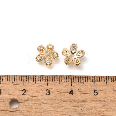 Flower Rack Plating Brass Micro Pave Cubic Zirconia Beads KK-S399-01A-1