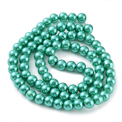 Baking Paint Pearlized Glass Pearl Round Bead Strands HY-Q330-8mm-29-1