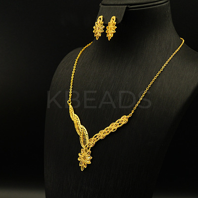 Brass Pendant Necklaces & Stud Earrings for Women FS-WGBE006-01-1
