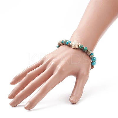 4Pcs 4 Style Natural Mixed Gemstone & Synthetic Turquoise(Dyed) Tortoise Beaded Stretch Bracelets Set for Women BJEW-TA00211-1
