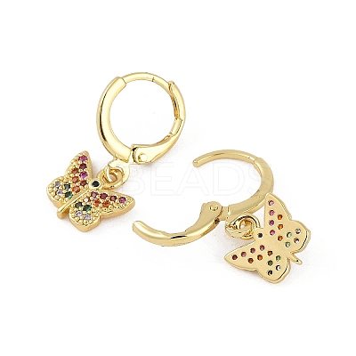 Brass Micro Pave Cubic Zirconia Hoop Earrings for Women EJEW-B067-01G-04-1
